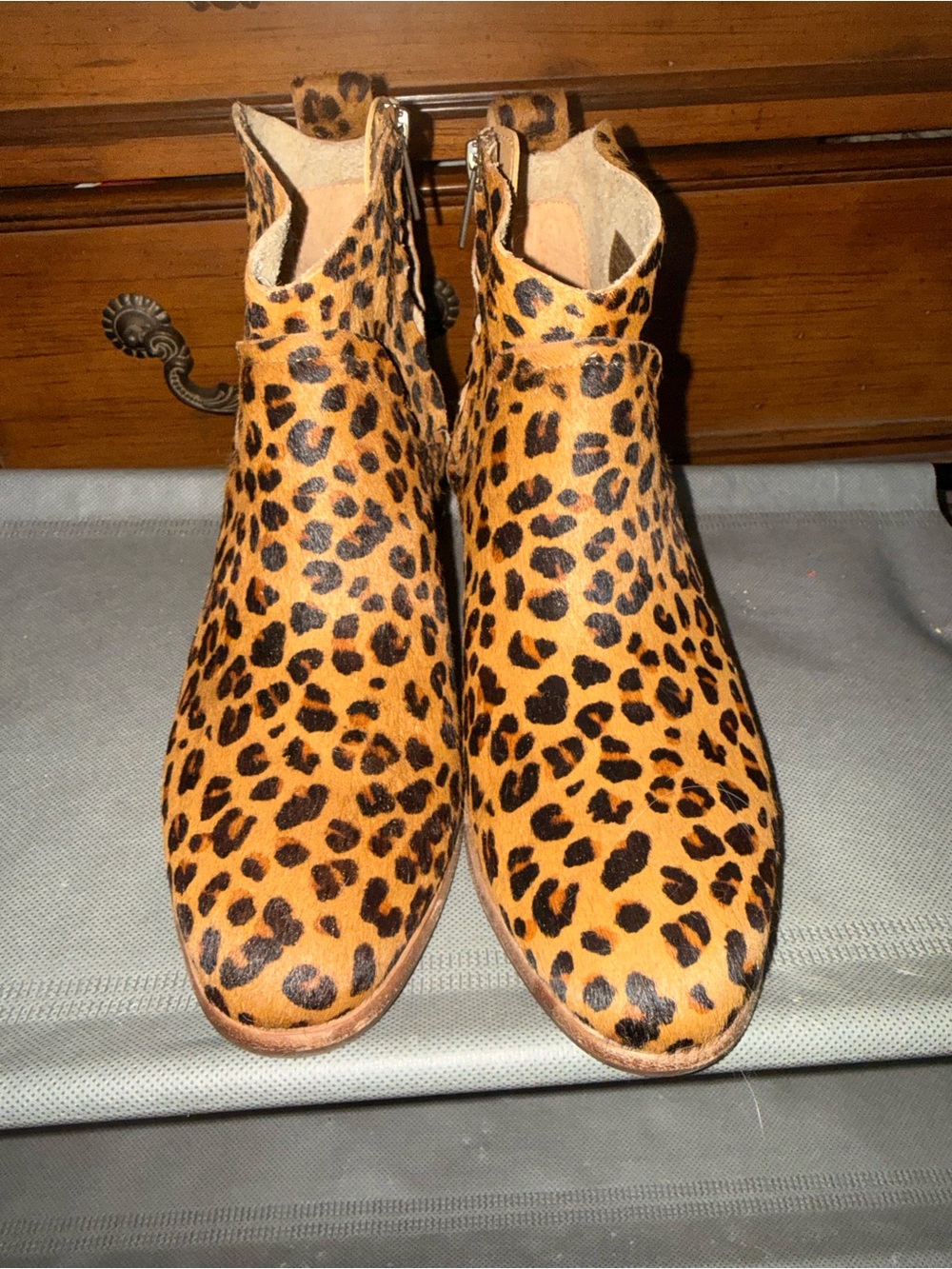 Women’s Leopard Print Ankle Boots - Brown/Black